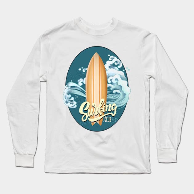 Surfing Club Long Sleeve T-Shirt by CreativeTees23